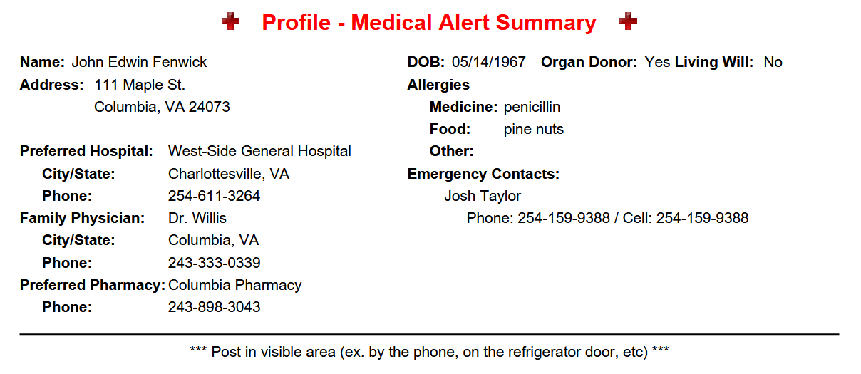 Family Medical Records - Medical Alert - Record Tree® Medical Record Keeping